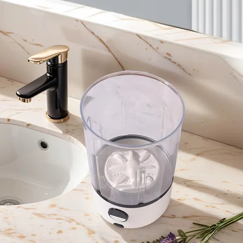 Mini Portable LED  Washing Machine 2L White 2000mAh Rechargeable Turbine Laundry Cup for Children’s Underwear Socks