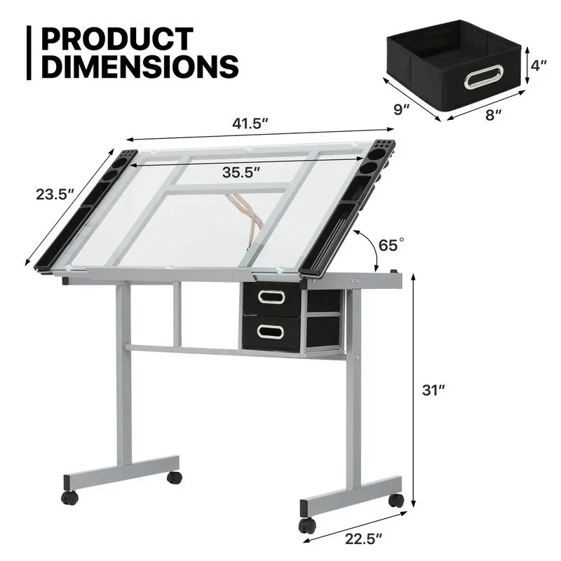 1PC Multi-Angle Adjustment Drafting Table Artist's Desk for Painting Calligraphy and Design Height-Adjustable Workstation Table
