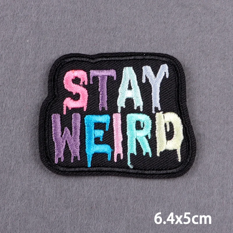 Schwarzer Aufnäher mit Slogan zum Aufbügeln für Kleidung, DIY-Stickerei-Applikation, Bügelbare Aufnäher, DIY-Bügelsticker, Abzeichen – Detail 2