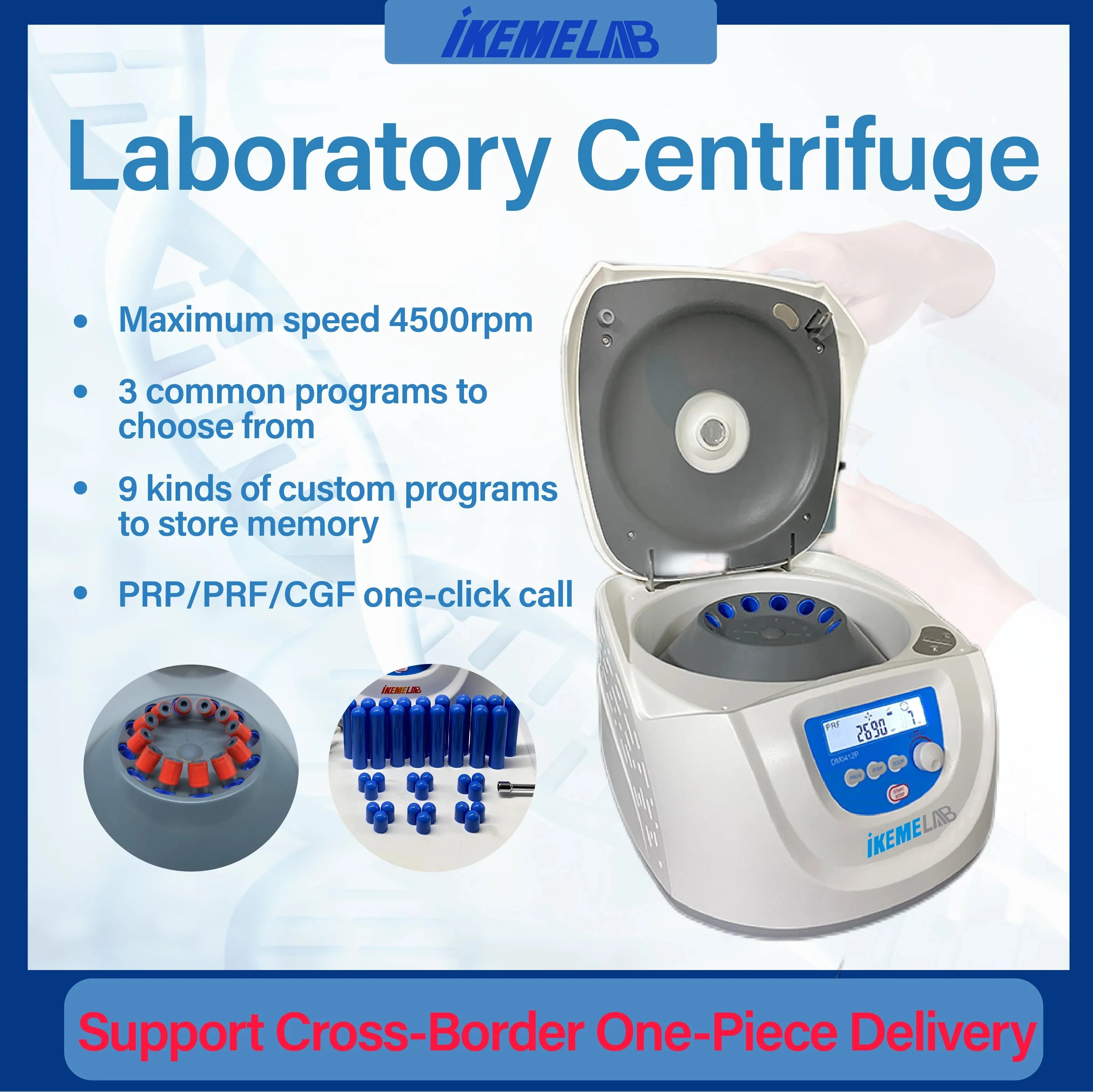 IKEME Plasma Centrifuge DM0412P 300-4500rpm Blood Centrifuge Plasma Separation PCR PRP Beauty Centrifuge Machine Lab Equipment