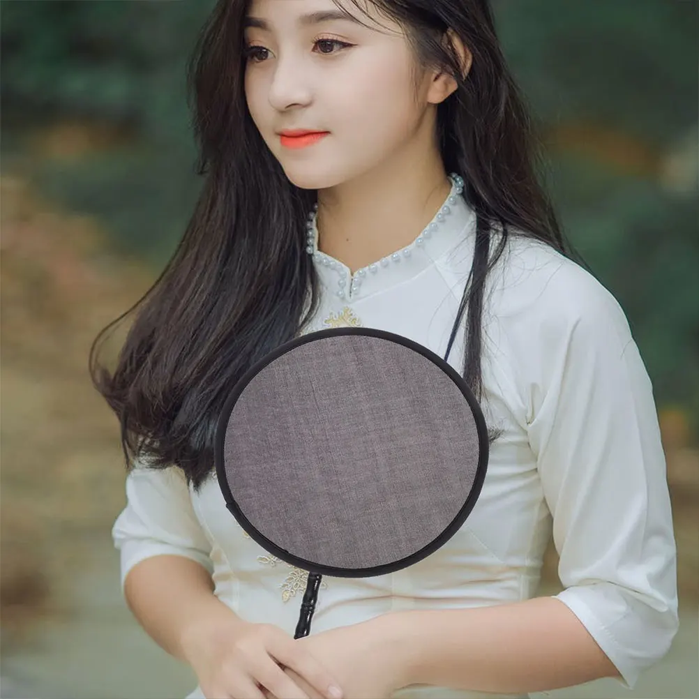 

Round Foldable Fan Handheld Portable Dancing Fan Simple Elegant Cooling Travel Performance Photo Prop Summer Wedding Decoration