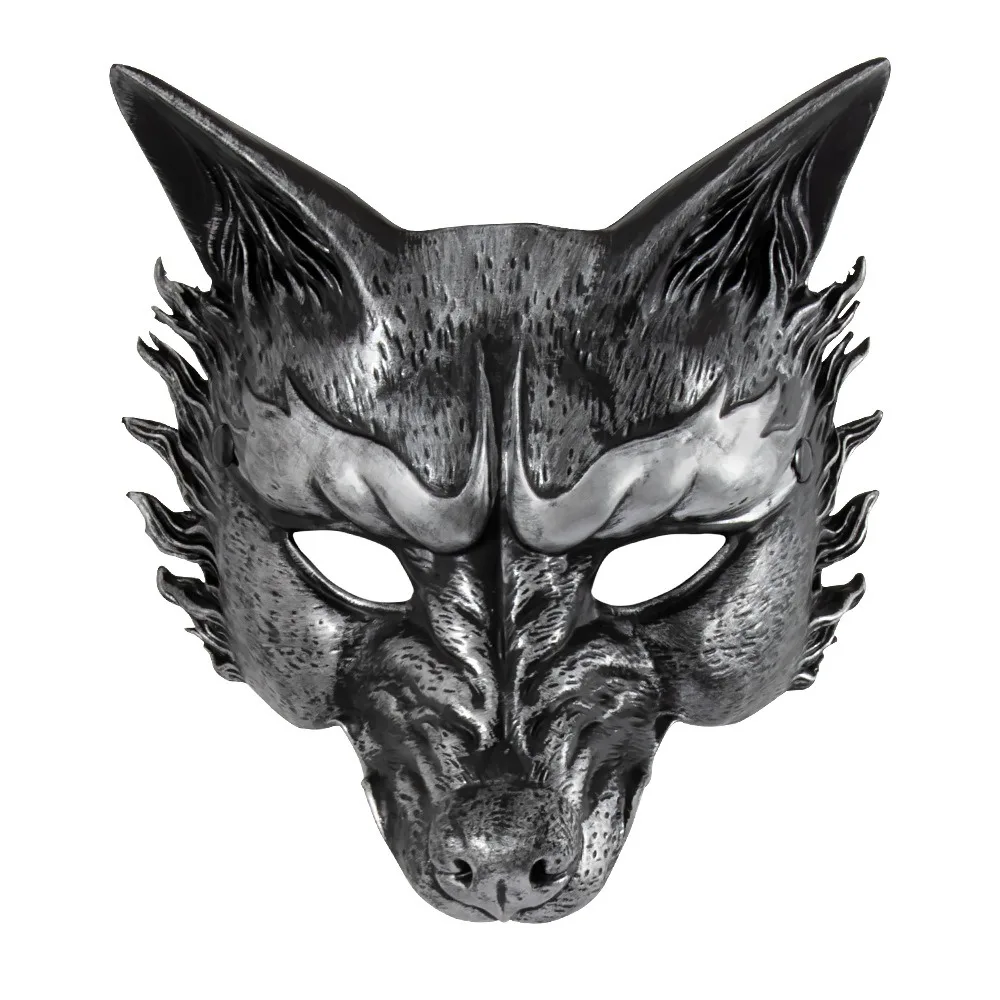 

Punk Wolf Halloween Mask Half Face Foam Masquerade Mask Dress Up Props Animal Cosplay Mask Women