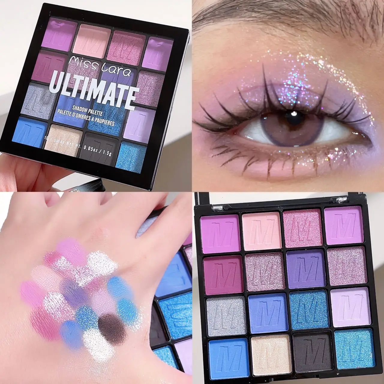 16Colors Matte Glitter Eyeshadow Palette Pearlescent Green Blue Pink Delicate Easy To Wear Shimmer Eye Shadow Powder Eyes Makeup