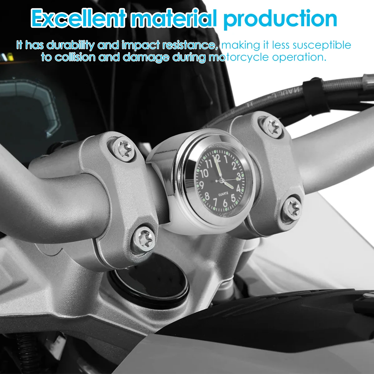 Motorcycle Handlebar Clock Thermometer 7/8in Waterproof Handlebar Clock Watch Racing Thermometer For Harley Honda Yamaha Accesso - view 3
