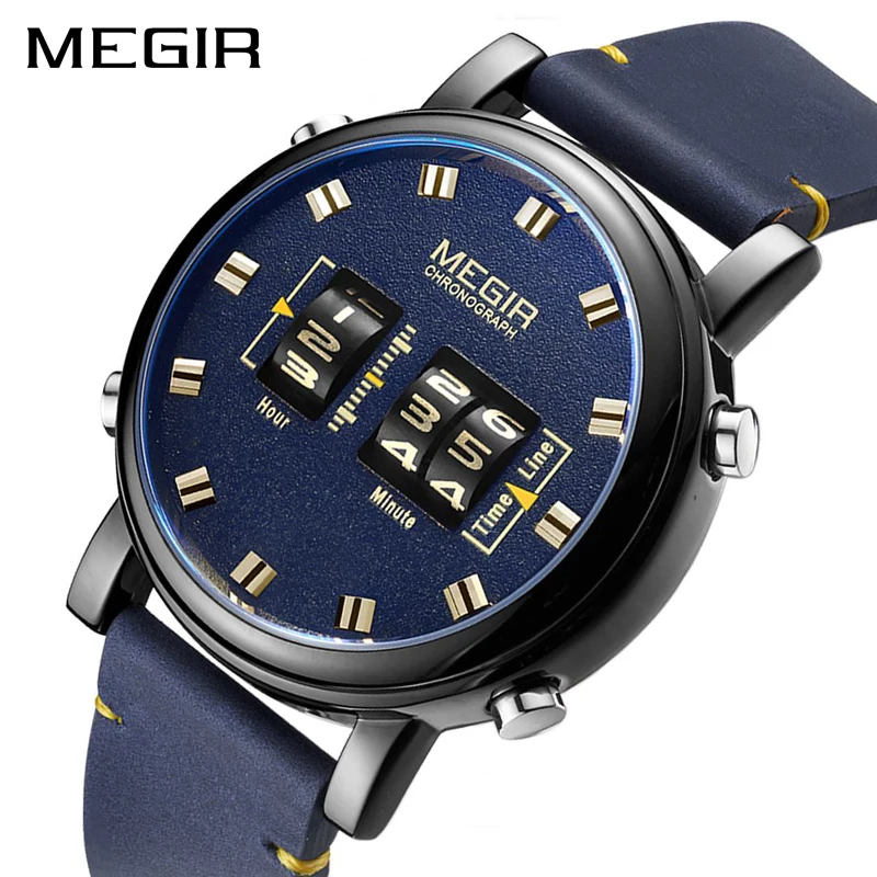 

MEGIR Mens Watches Top Brand Luxury Quartz Sports Watch Clock Men Leather Military Wristwatch Relogio Masculino Reloj Hombre