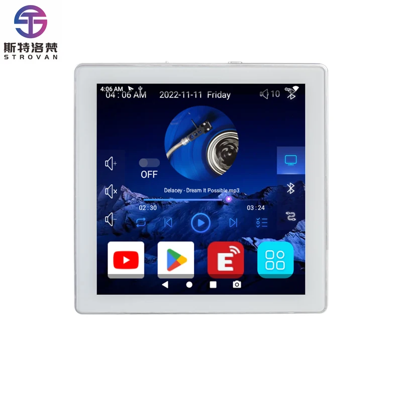 

4-дюймовый мини-усилитель для стены на Android 10.0 с Wi-Fi и Bluetooth, сенсорный экран Hi-Fi, поддержка 150 языков, домашняя аудиосистема