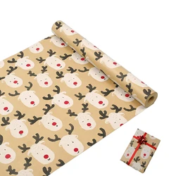 1 Roll Christmas Gift Wrapping Paper, 17inch x 49Feet Xmas Wrapping Paper Rolls Kraft Paper for Christmas Gift Boxes Wrap