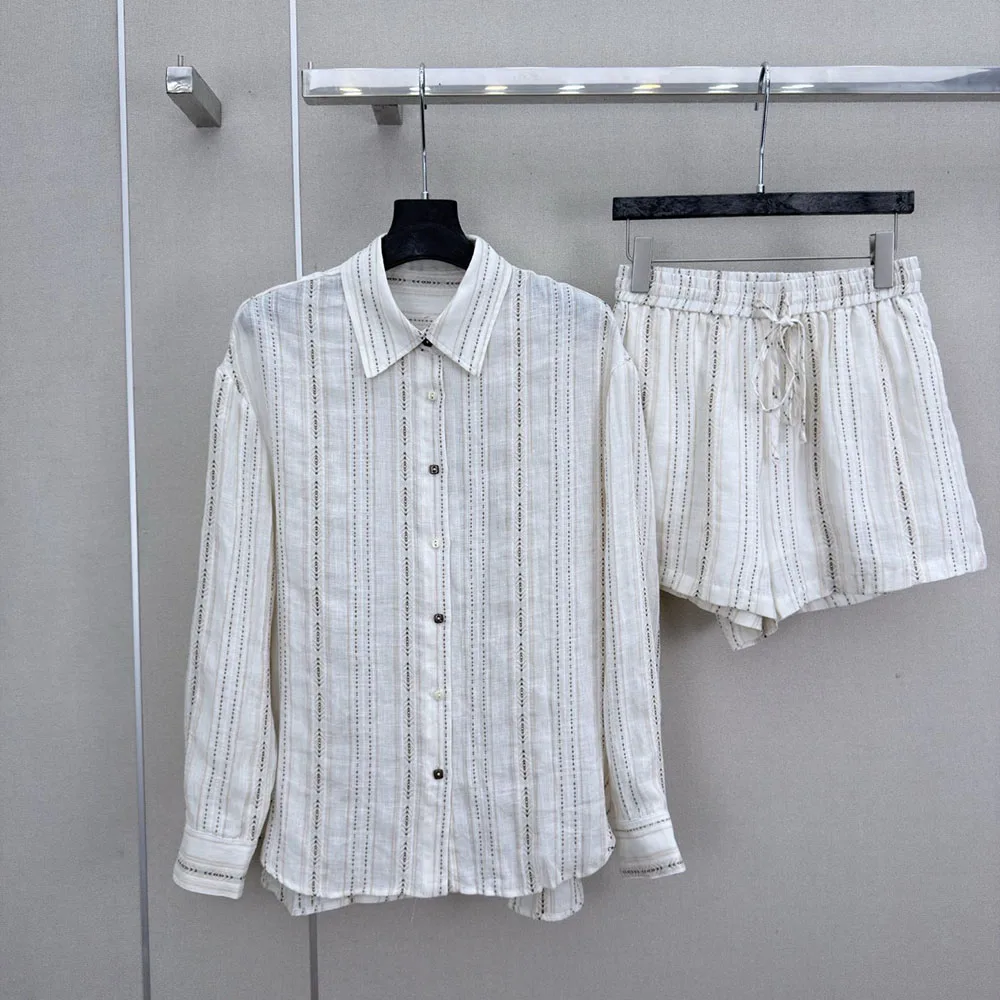 

High-quality 2026 new women's fashionable casual comfortable vacation set, loose and lightweight shirt and shorts xy2642366