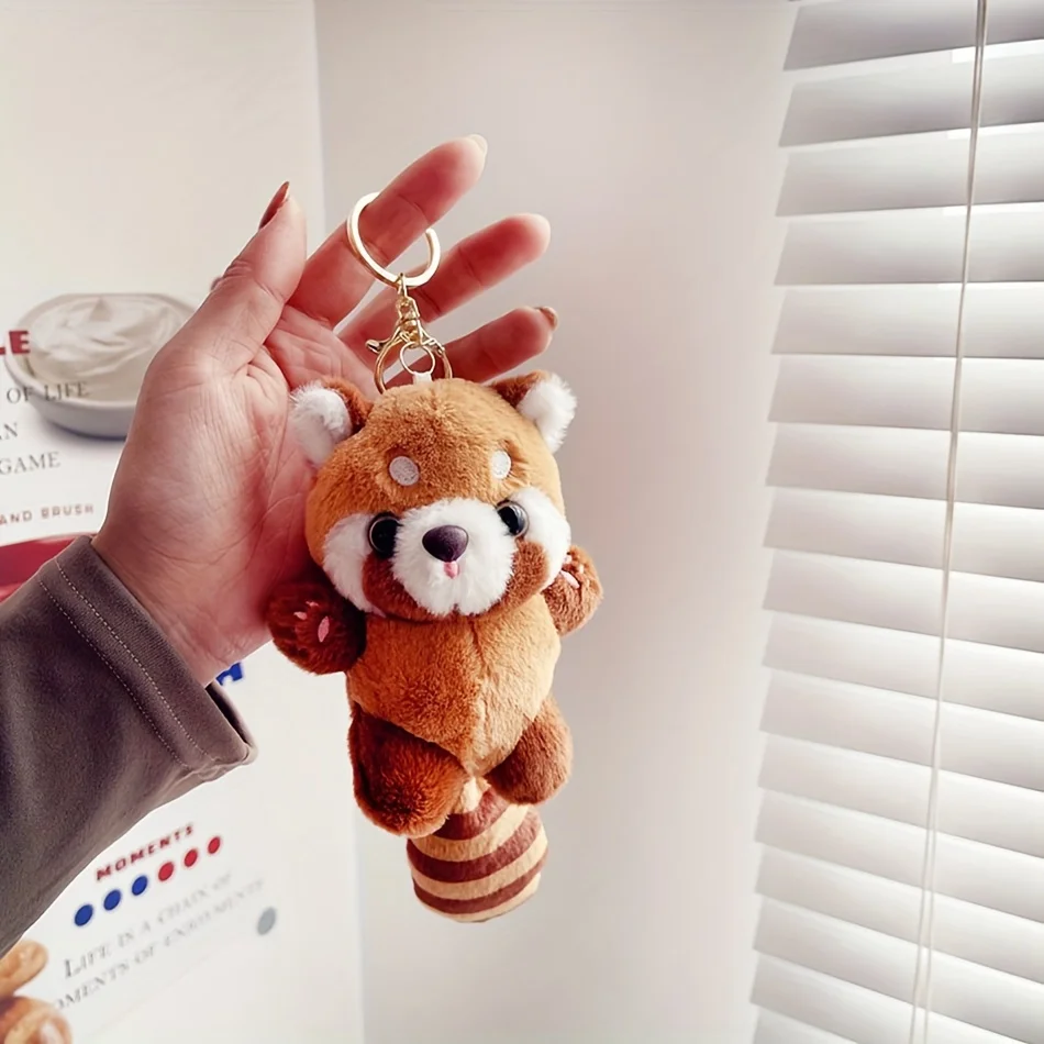 Kinder süße Waschbär Plüsch Puppe Schlüsselanhänger Anhänger Spaß Zoo Peripherie Puppe für Jungen und Mädchen Geburtstagsgeschenk