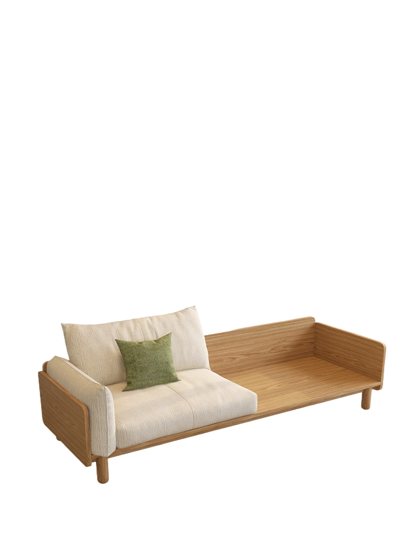 

Fabric sofa removable and washable small apartment living room Nordic log style three-person solid wood sofa