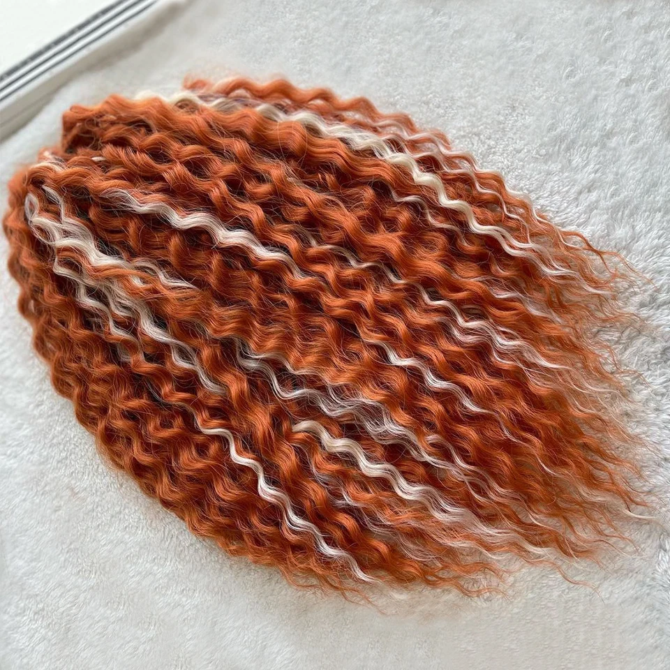 ALIEL-女性用の人工毛エクステンション,巻き毛とウェーブのかかった髪,かぎ針編みのカール,ピンクの編みこみの延長
