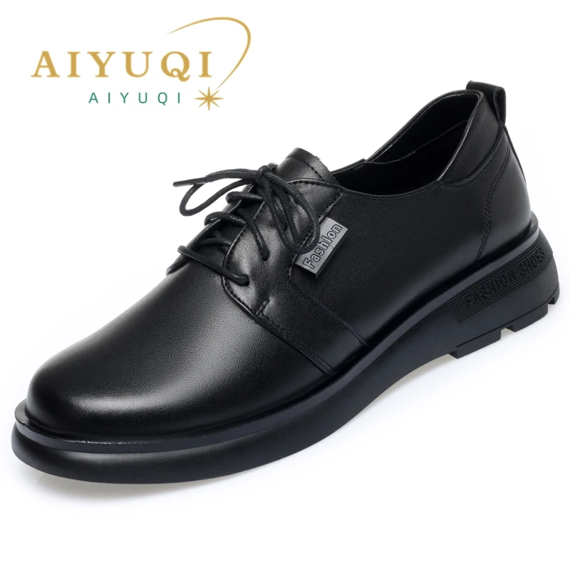 

AIYUQI Women Spring Shoes Wedge 2025 New Casual Lace-up Non-slip Women Shoes Round Toe Genuine Leather Work Shoes Ladies