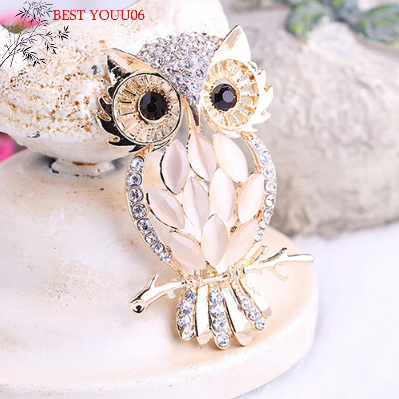 Hot Big Owl Brooches Bouquet Vintage Wedding Hijab Scarf Pin Up Buckle Broches