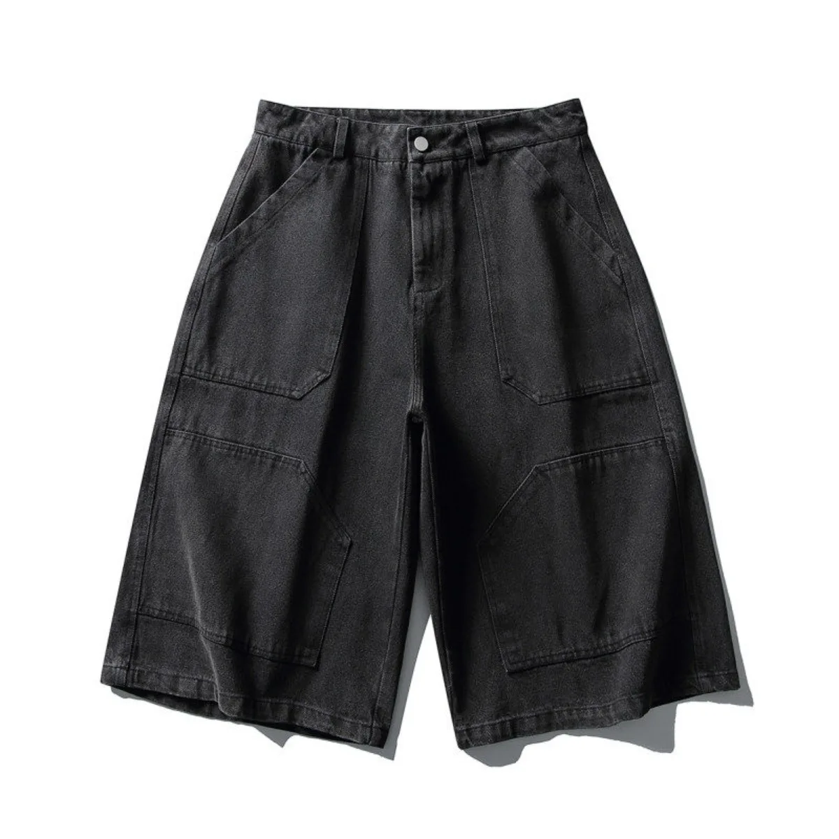

Summer Denim Cropped Men's Loose Casual Pants Summer Washed and Worn Straight Leg Denim Shorts