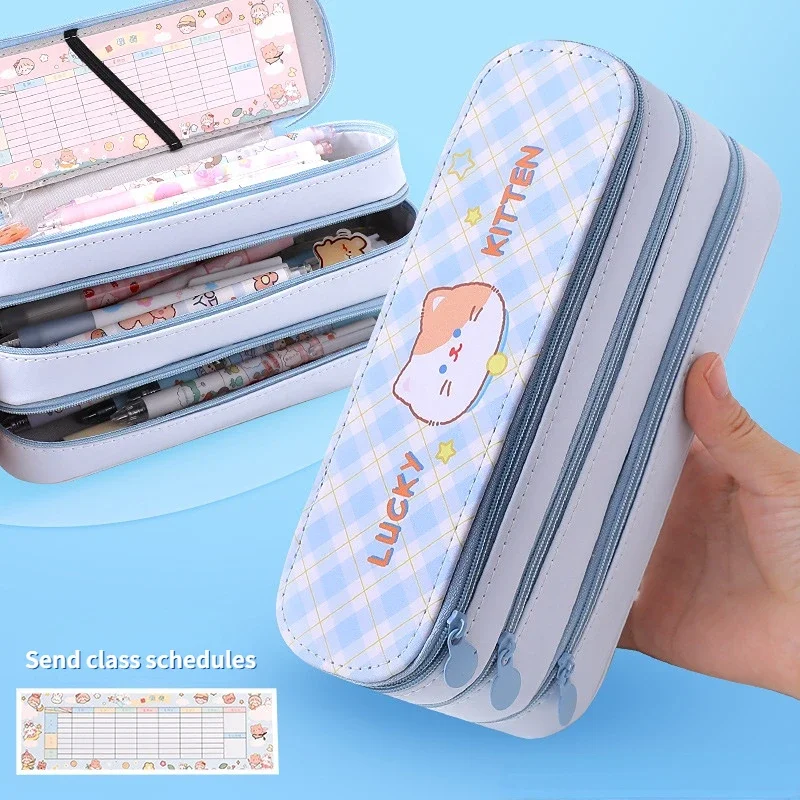 Imagem -04 - Estojo Bonito Multi-camada Grande Capacidade Papelaria Estética Bolsa de Lápis Anime Caixa para Meninas Material Escolar Kawaii