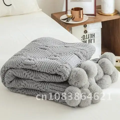 

Blanket Chic Knitted Blanket With Balls Chenille Crochet Warm Bedspread Pink Throw Blankets for Bed Sofa P