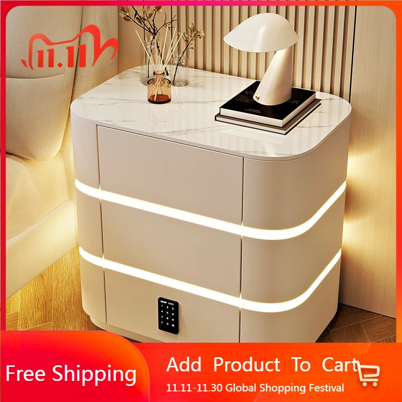 

Charging Smart Bedside Table Mobile Bedroom Nordic Storage Nightstand Luxury Wood Organizer Decor Muebles Space Saving Furniture