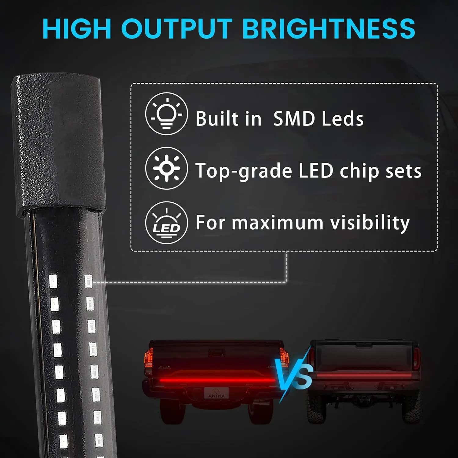 60 "الباب الخلفي Redline LED ضوء بار لشروليه سيلفرادو 1500 2500 3500 جي إم سي سييرا 1500 2500 فورد F-150