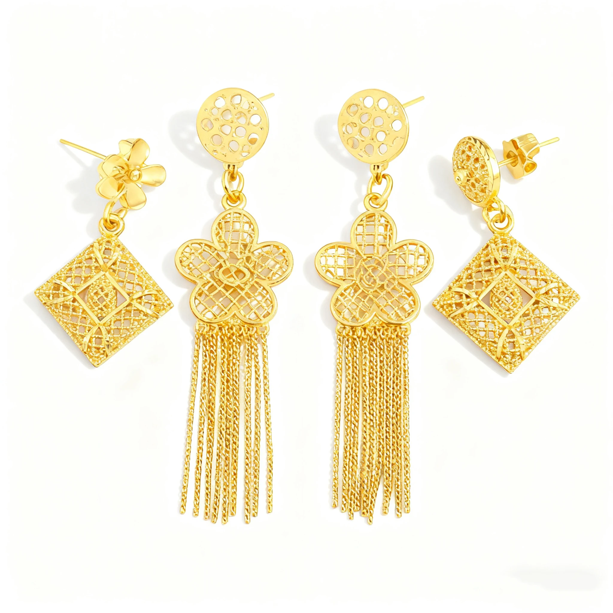 

18K Gold Plated Italian Luxury Jewelry Set for Women, Bridal Necklace Earrings Ring African Wedding Gift, Elegant Jewellery Woma