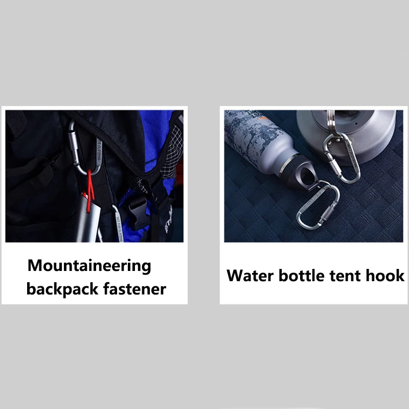 Outdoor Hook, Fastener, D-Shaped Lockable Aluminum Alloy Sturdy Nut Keychain Backpack Water Bottle Hook