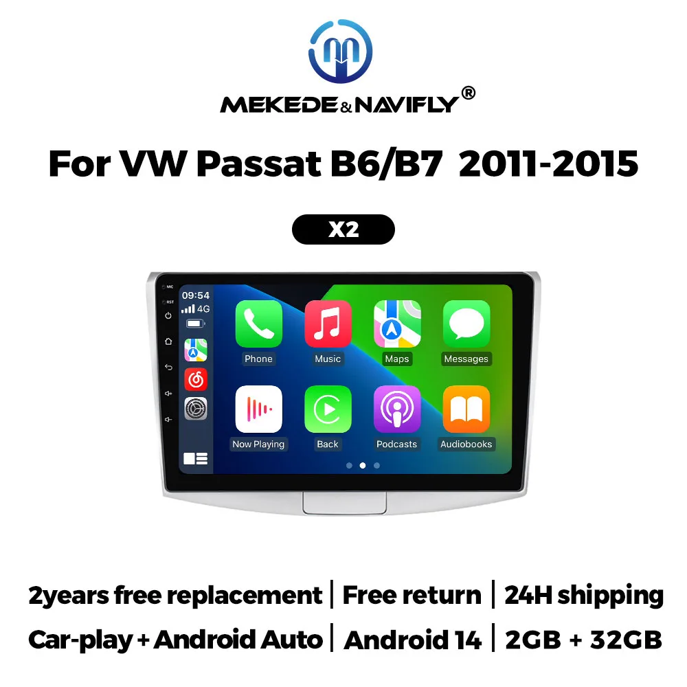 

Android 14 автомагнитола 2G+32G для Volkswagen VW Passat B6 B7 CC 2007-2016 GPS навигацией мультимедиа видеоплеером и беспроводным CarPlay