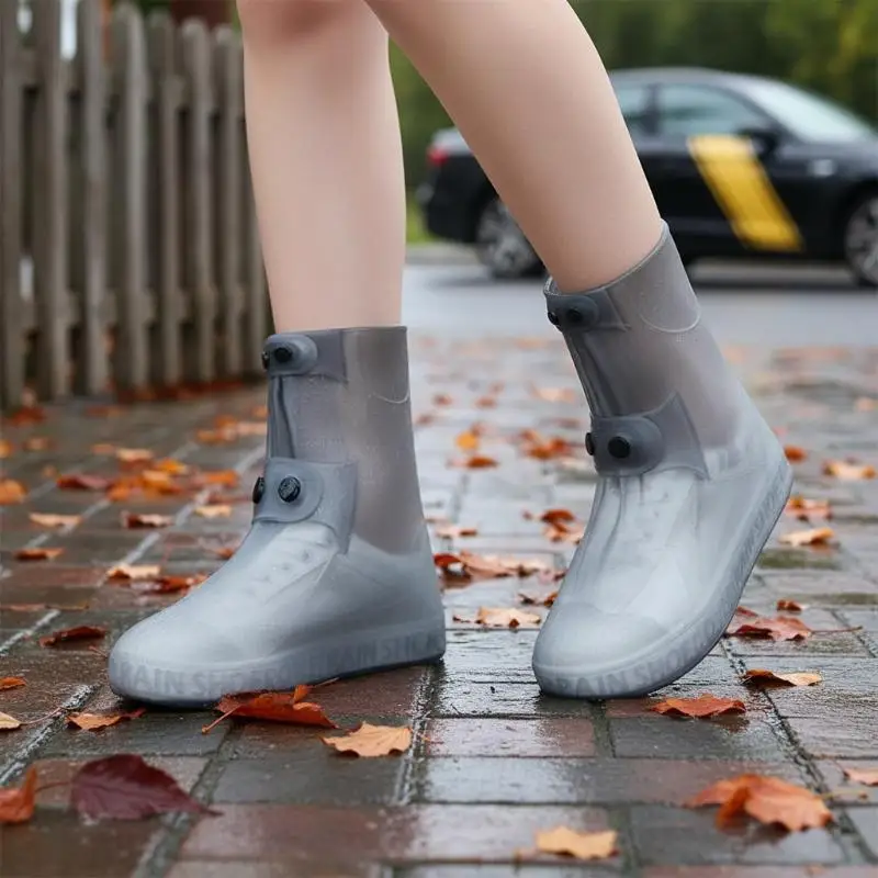 Reusable TPU Rain Shoe Covers Non-slip Thickened Waterproof Foot Protectors 1 Pair for Outdoor Hiking Camping Commute