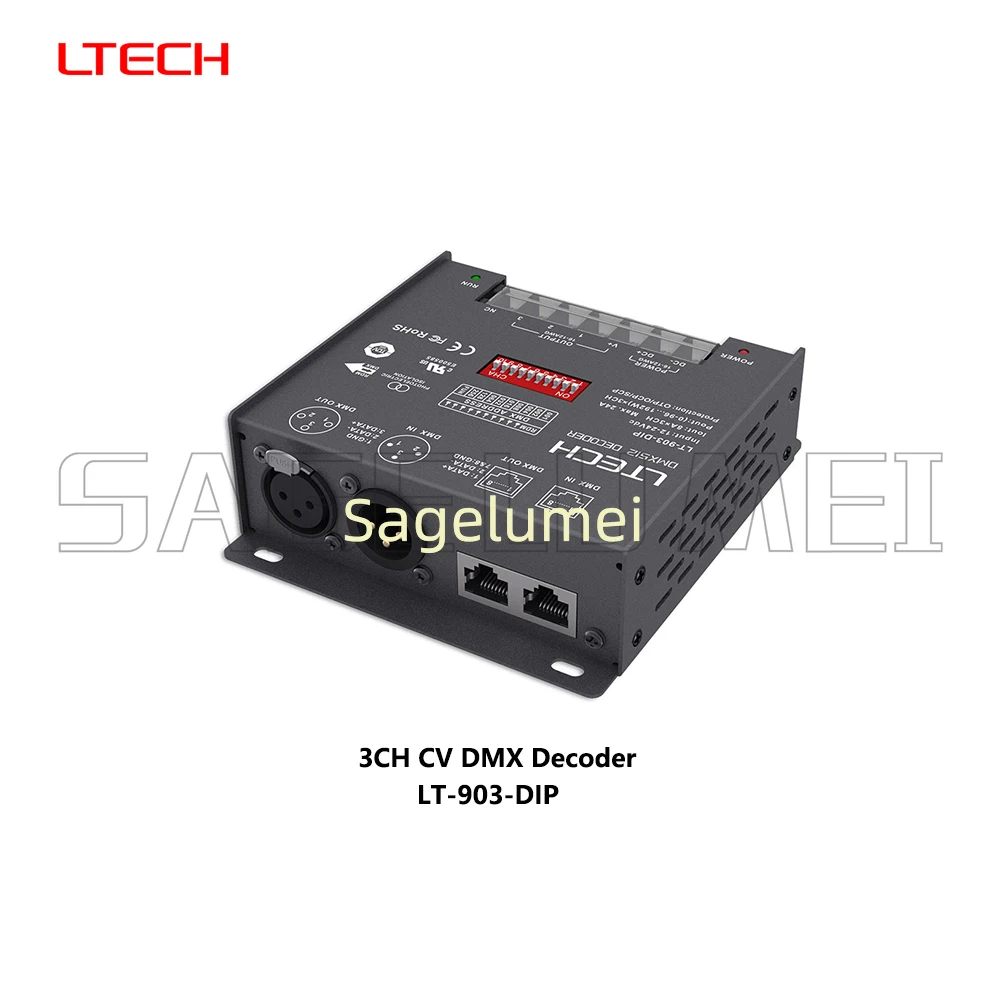 DC12-24V DMX/RDM 3/4/5CH 8/16bit DMX512 Digitale Display XLR3pin RJ45 PWM Decoder Voor LED RGB/RGBW/RGBWY LT-903/904/905 DIP