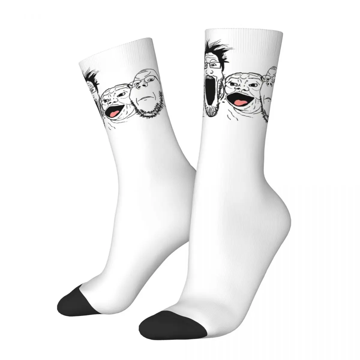 Men Socks Anime Wojak Soyjak Funny Meme Face Stockings Autumn Kawaii Breathable Socks Graphic Skateboard Anti Bacterial Socks