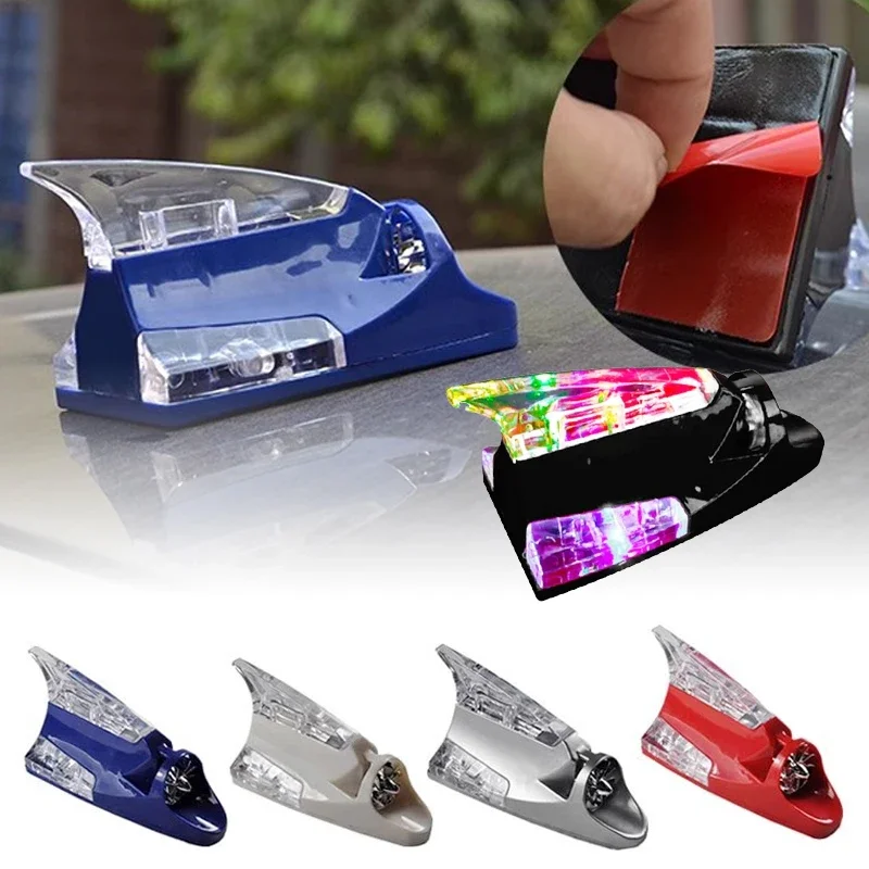 

Car Signal Lamp Antenna LED Shark Light Universal Car Roof Truck Wind Energy Power Lamp Warning Signal Light Car Accessories