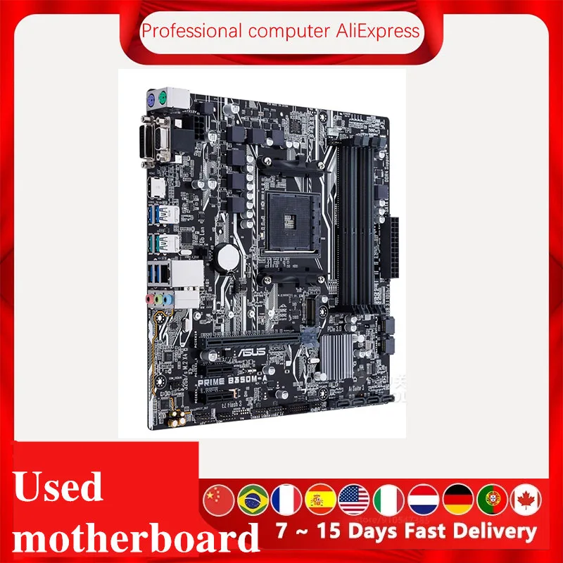 Imagem -03 - Original Desktop Mainboard para Asus Prime Mainboard Usado Soquete Am4 Ddr4 para Amd B350m B350 Sata Iii