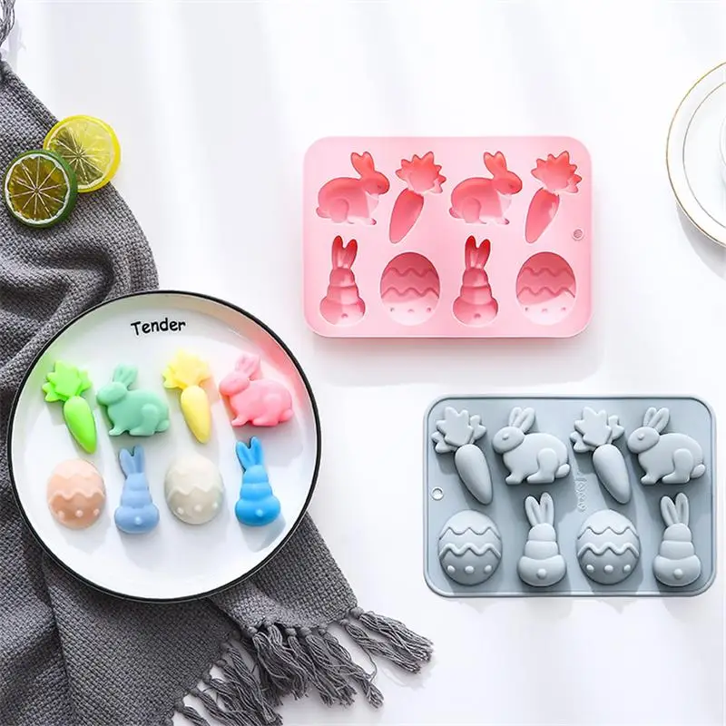 

Easter Theme Silicone Cake Mold Rabbit Carrot Easter Egg 8-Partitions Baking Tools Kitchen Utensils DIY Baking