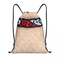 Custom NZ Maoris Traditional Kete Drawstring Backpack Women Men Gym Sport Sackpack Portable New Zealand Training Bag Sack