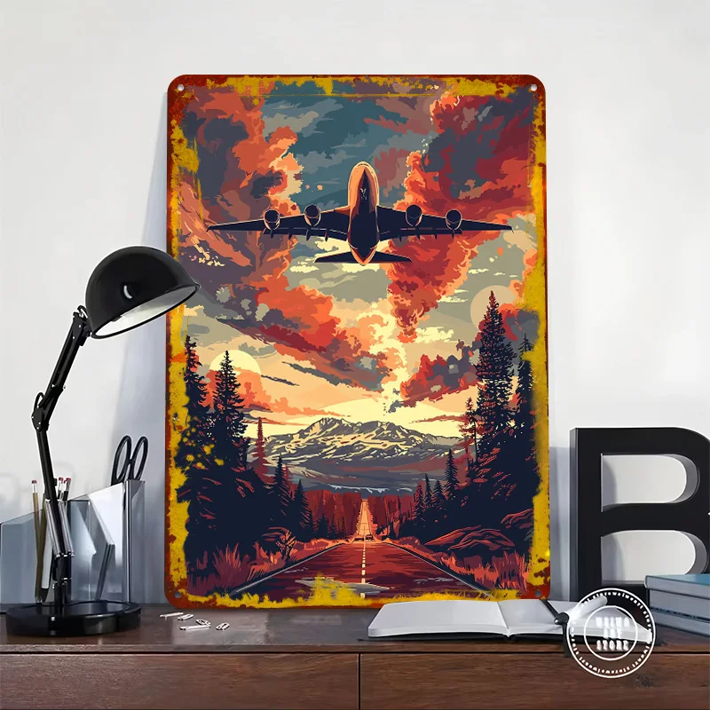 A380 Plane Sky Vector Art Poster Customized Wall Art Vintage Metal Signs Retro Tin Plaque for Man Cave Coffee Bar Accessories