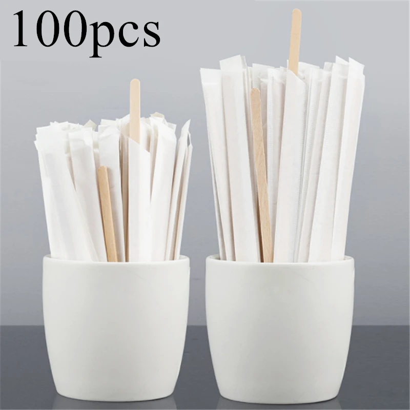 100pcs Single Packaged Coffee Wood Coffee Stirrer Disposable Wood Stirring Rod 14cm/19cm Coffee Stick Tea Stick