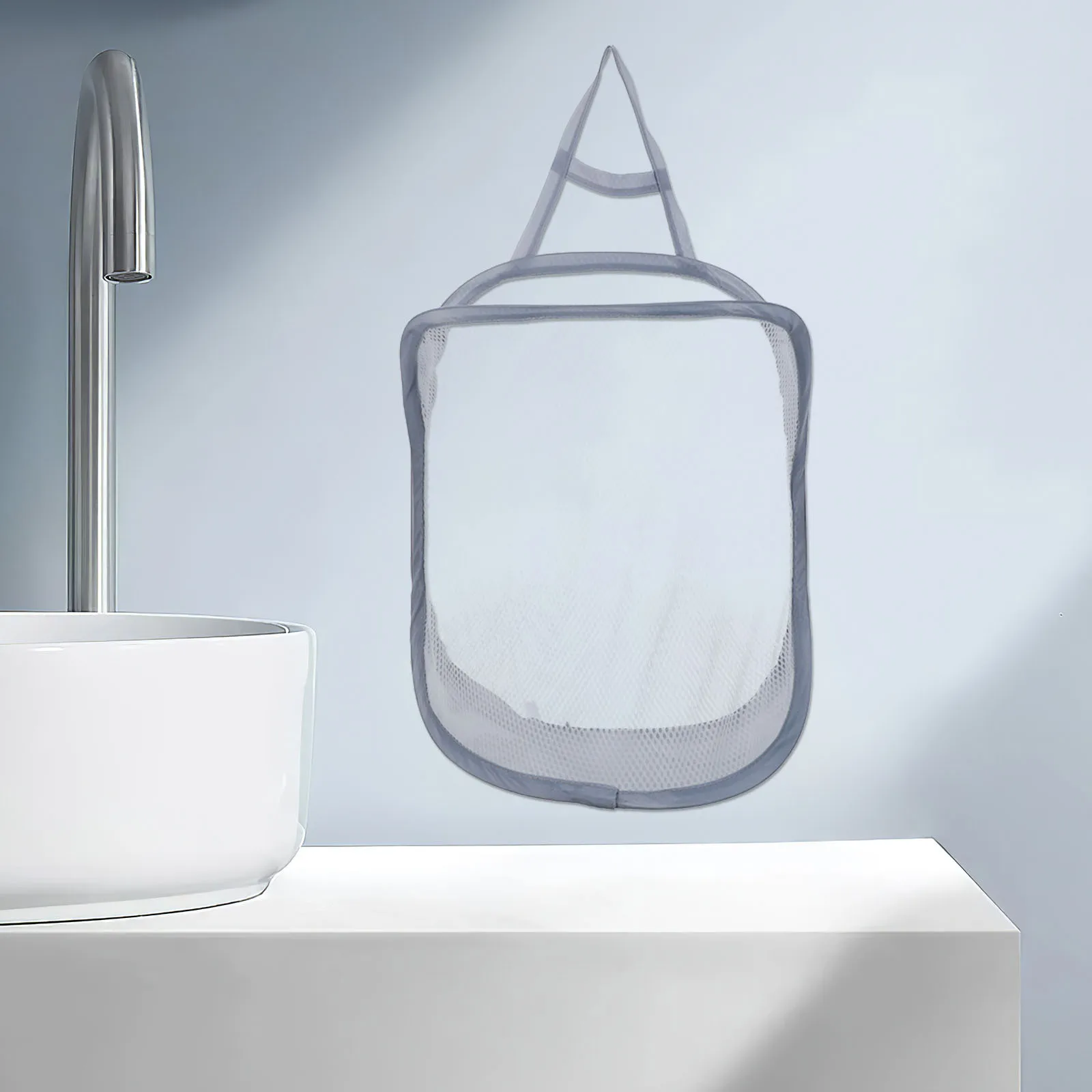 

2pcs Foldable Mesh Laundry Hamper 52X30X17Cm Hanging Clothes Basket For Dorm Rv Travel Space Saving Wall Mounted Dirty Clothes