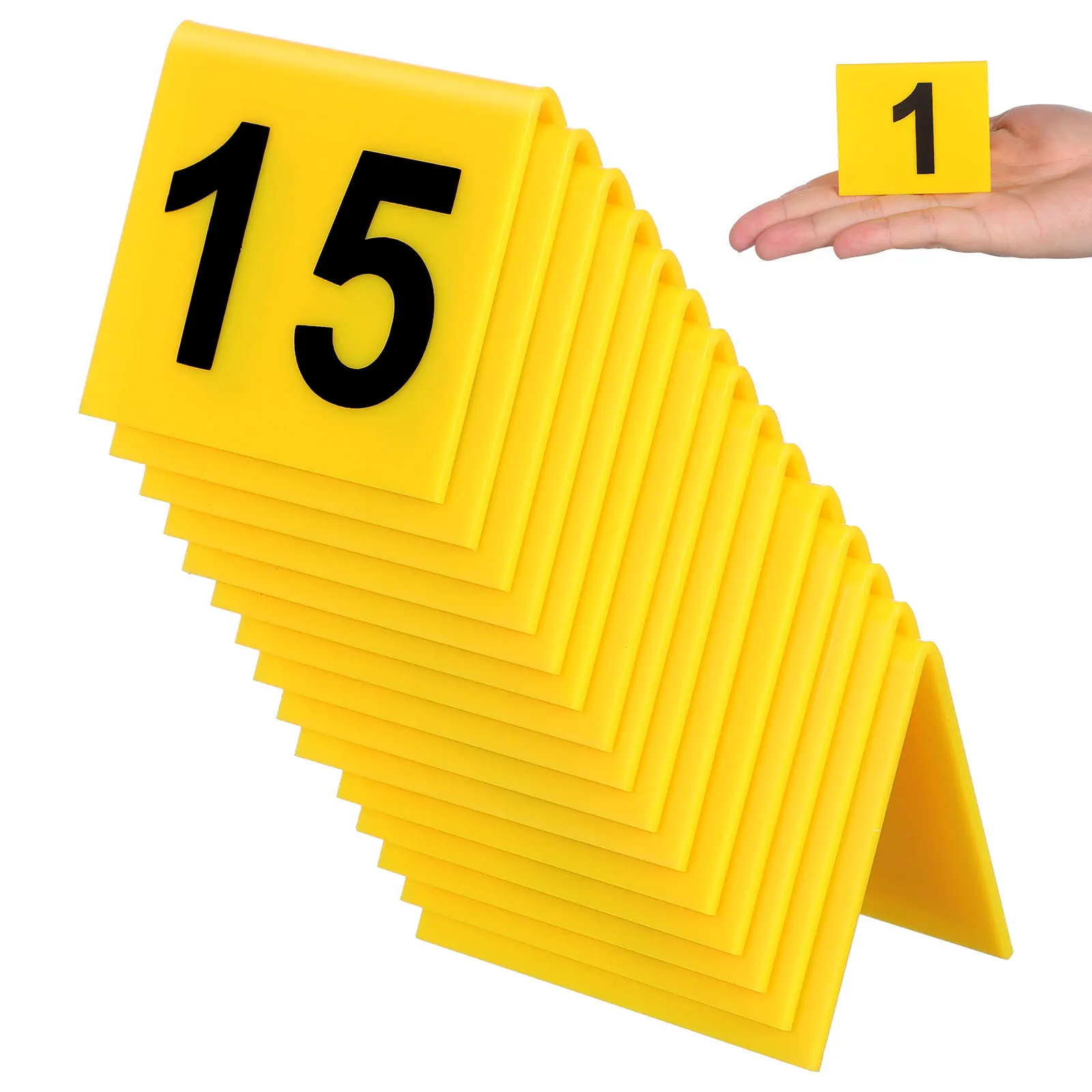 

15Pcs Multi-Function Evidence Markers Yellow Stable Triangular Table Numbers Crime Scene Markers Desktop Signs