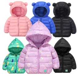 1pcs Winter Boys Girls Coat Baby Light And Thin Down Jacket Kid Warm Thicken Outerwear Clothe Hooded Jacket Cotton-padded Coats