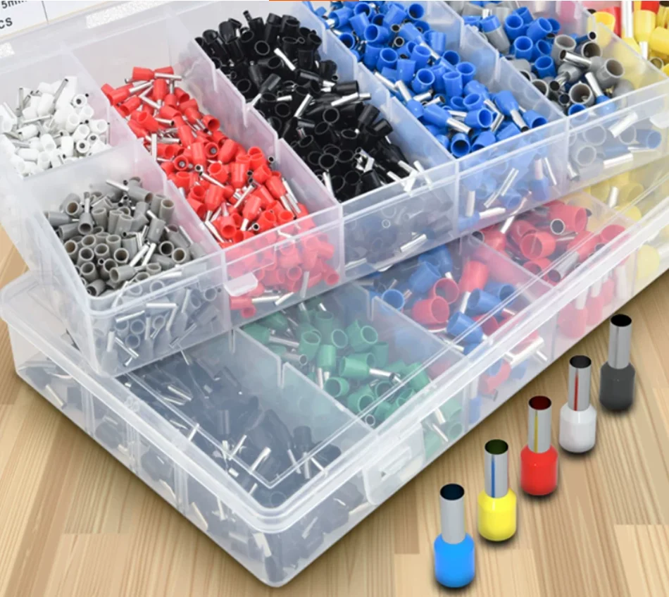 800pcs E0506 E0508 E7508 E1008 E1510 E2512 E4012 E6012 Crimp Terminator Kit Box Insulated Ferrules Cord End Wire Terminal Block