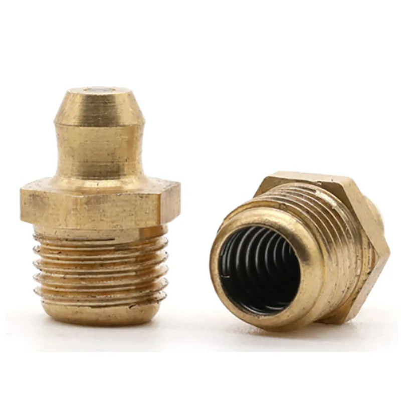 Cheap 10PCS M6 M8 M10 M12 M14 M16 Male Thread Brass Straight Elbow Type Hydraulic Oil Zerk Grease Nipple Tube Pipe Fitting