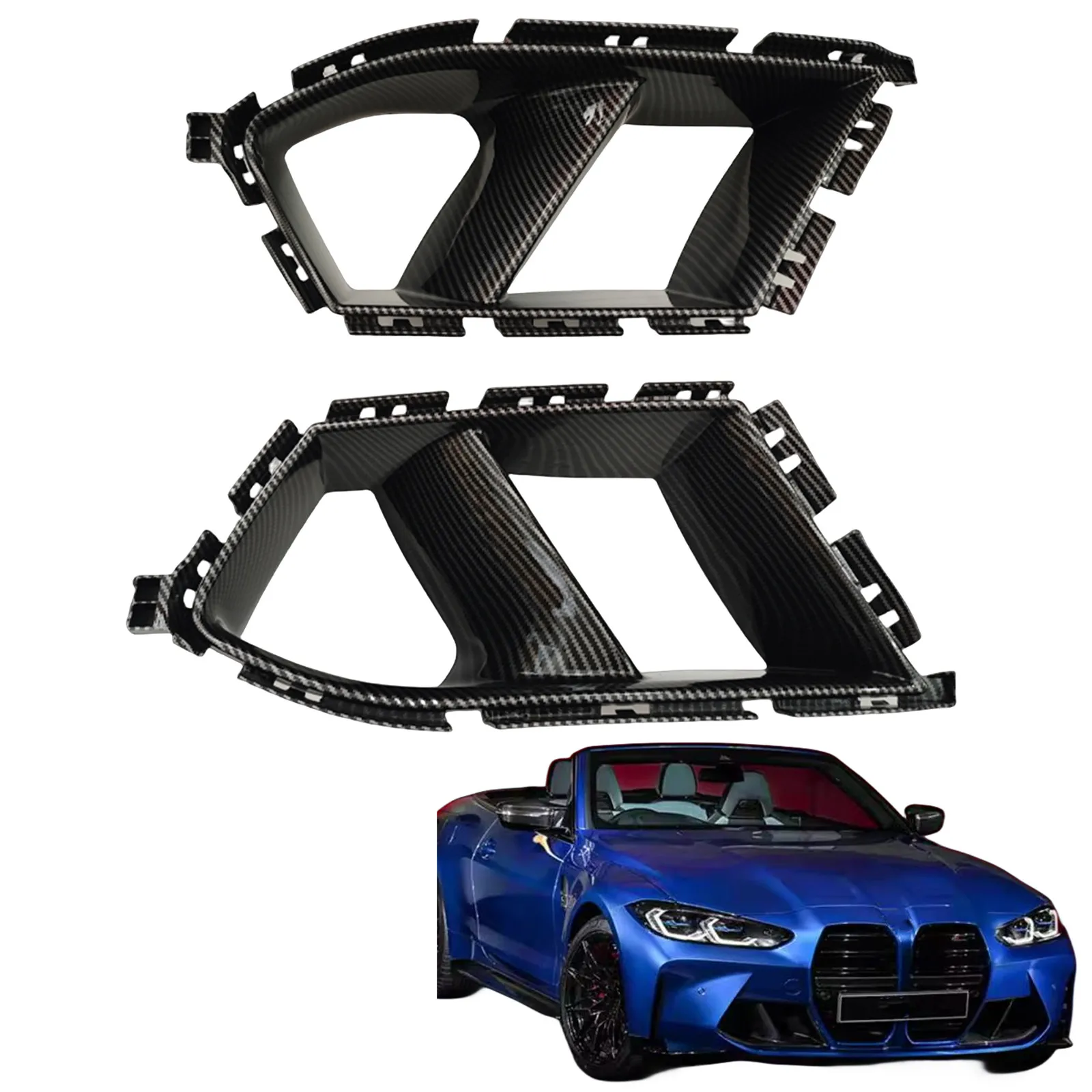 

Front Bumper Side Air Vent Trim For BMW G80 M3 G82 G83 M4 2021-2024 Gloss Black Fog Light Lamp Hood Intake Frame Cover Grille