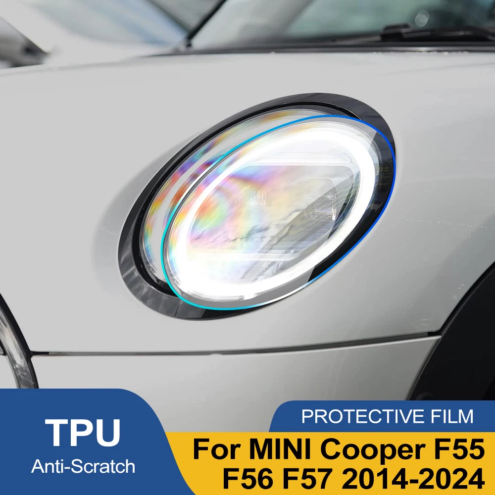 Für MINI Cooper F55 Hardtop F56 Schrägheck F57 Cabrio Rauchschwarz TPU Scheinwerfer-Schutzfolie Vorgeschnittene Kratzfeste Vinylfolie