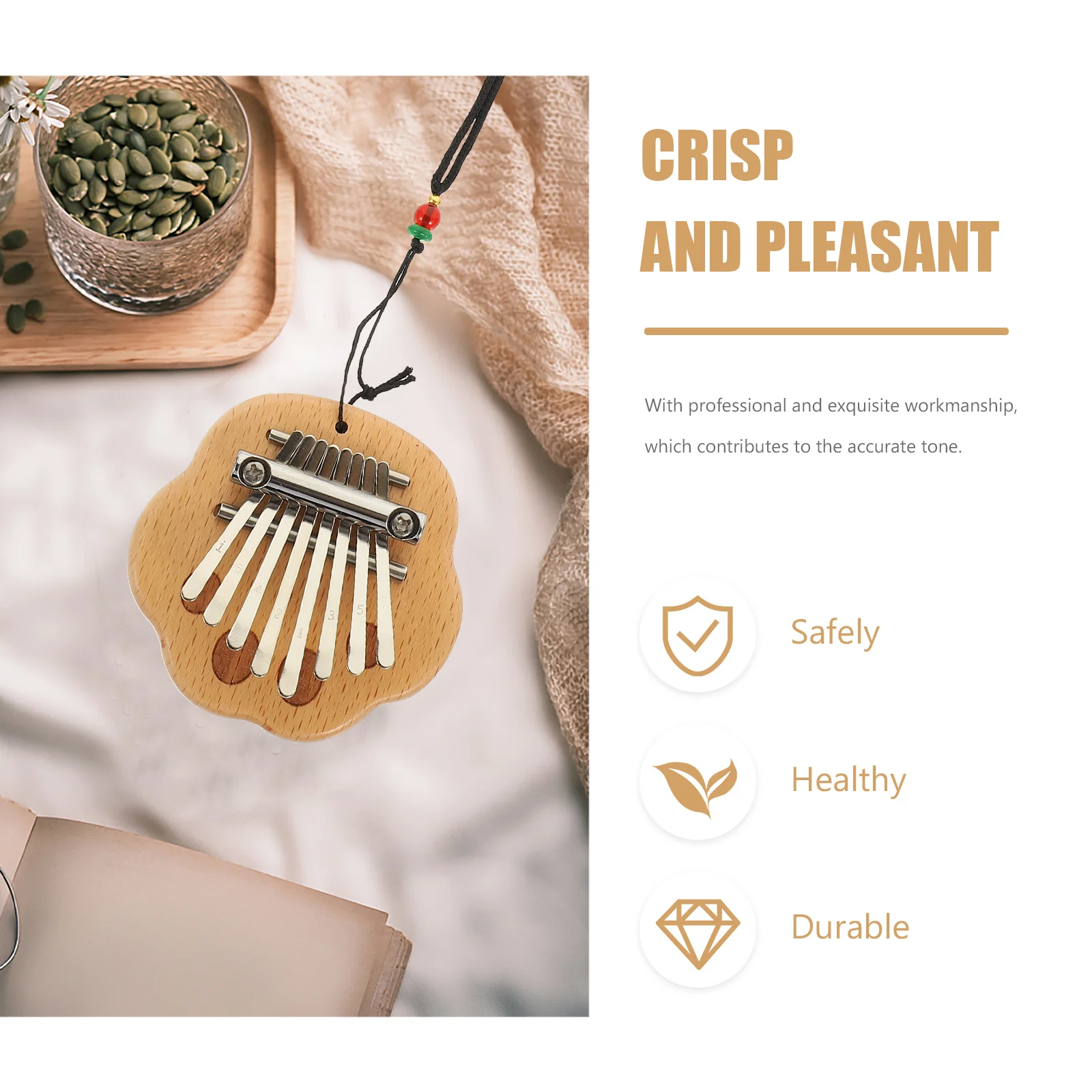 

Portable Mini Wooden Kalimba 8-Note Thumb Piano Professional Finger Instrument for Beginners Family Outdoor School Party