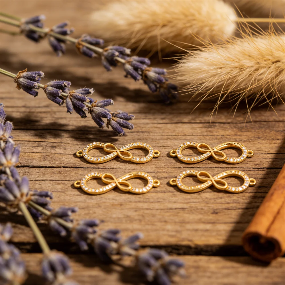 

2Pcs Connector Brass Cubic Zirconia Bow Infinity Heart Charms for DIY Jewelry Necklace Bracelet Stylish Ornament for Women Men