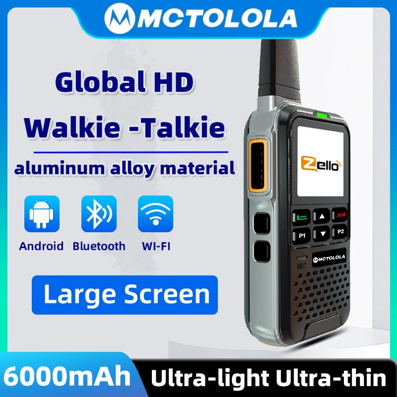MOTOLOLA 4G Zello Android8.1System Walkie Talkie High Definition Radio Aluminum Alloy Shell Ultra Thin Body Walkie Talkie Wifi