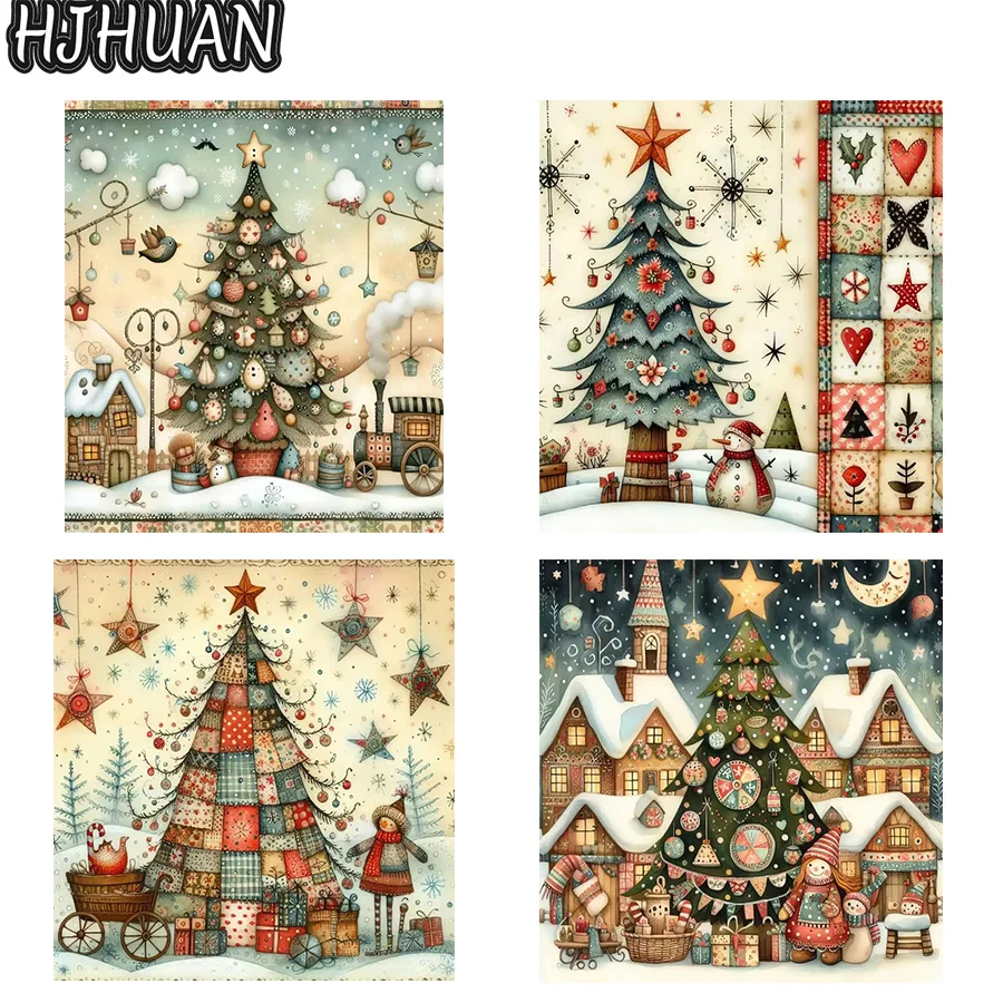 Diamond Painting Christmas decorations, Christmas tree Full Round Square Drill Mosaic Art Pictures Home Decoration Birthday Gift