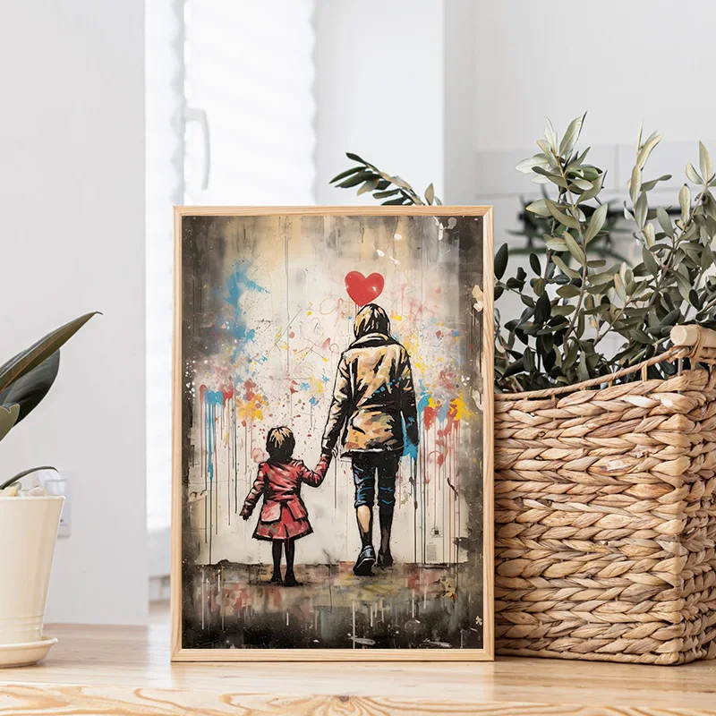 Banksy Graffiti Boy Girl with Balloon on Canvas Posters Prints Pop Street Wall Art Painting for Living Room Home Decor Cuadros view 4