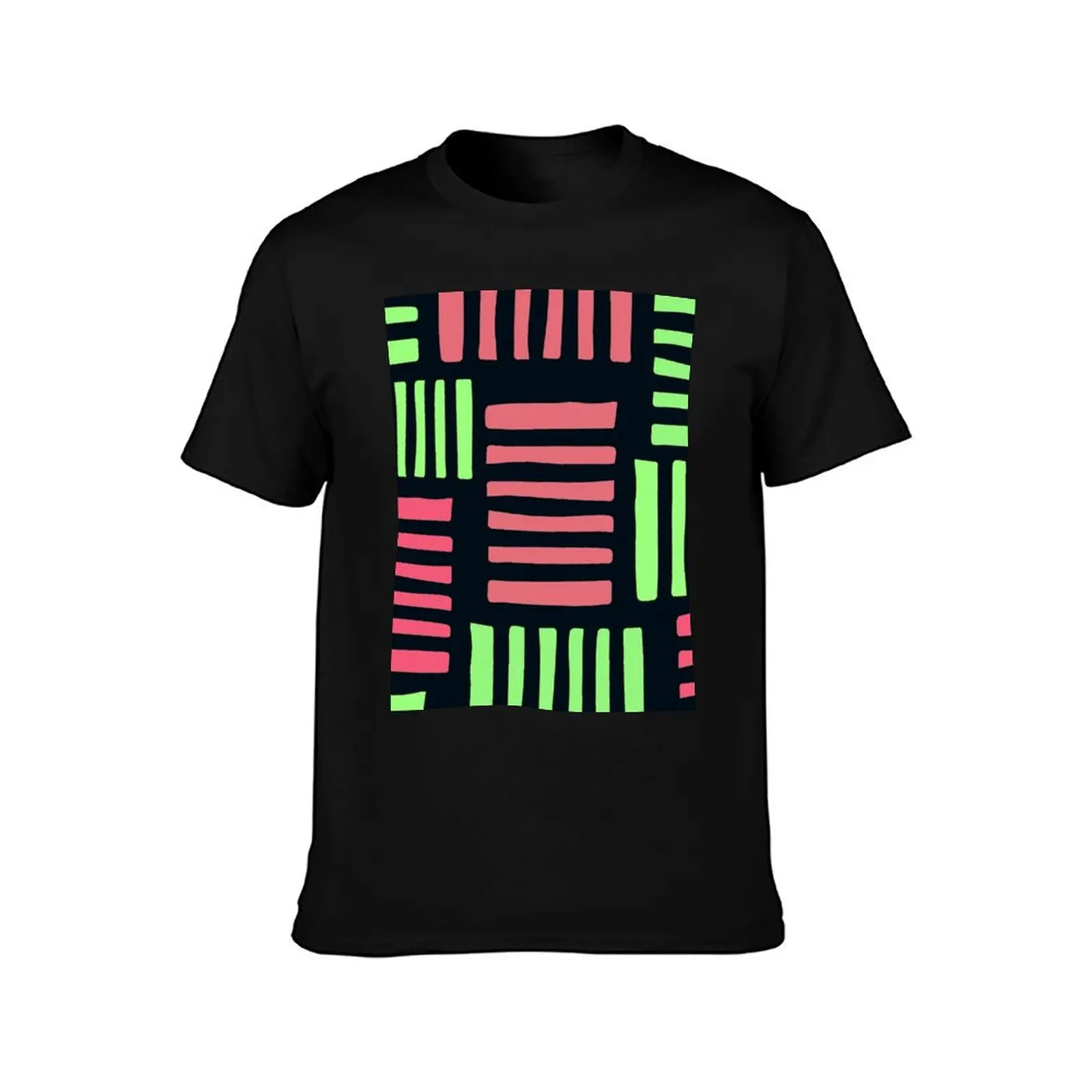 Modern Pink And Green Trendy Scattered Line Pattern T-Shirt High Quality Durable T-Shirt