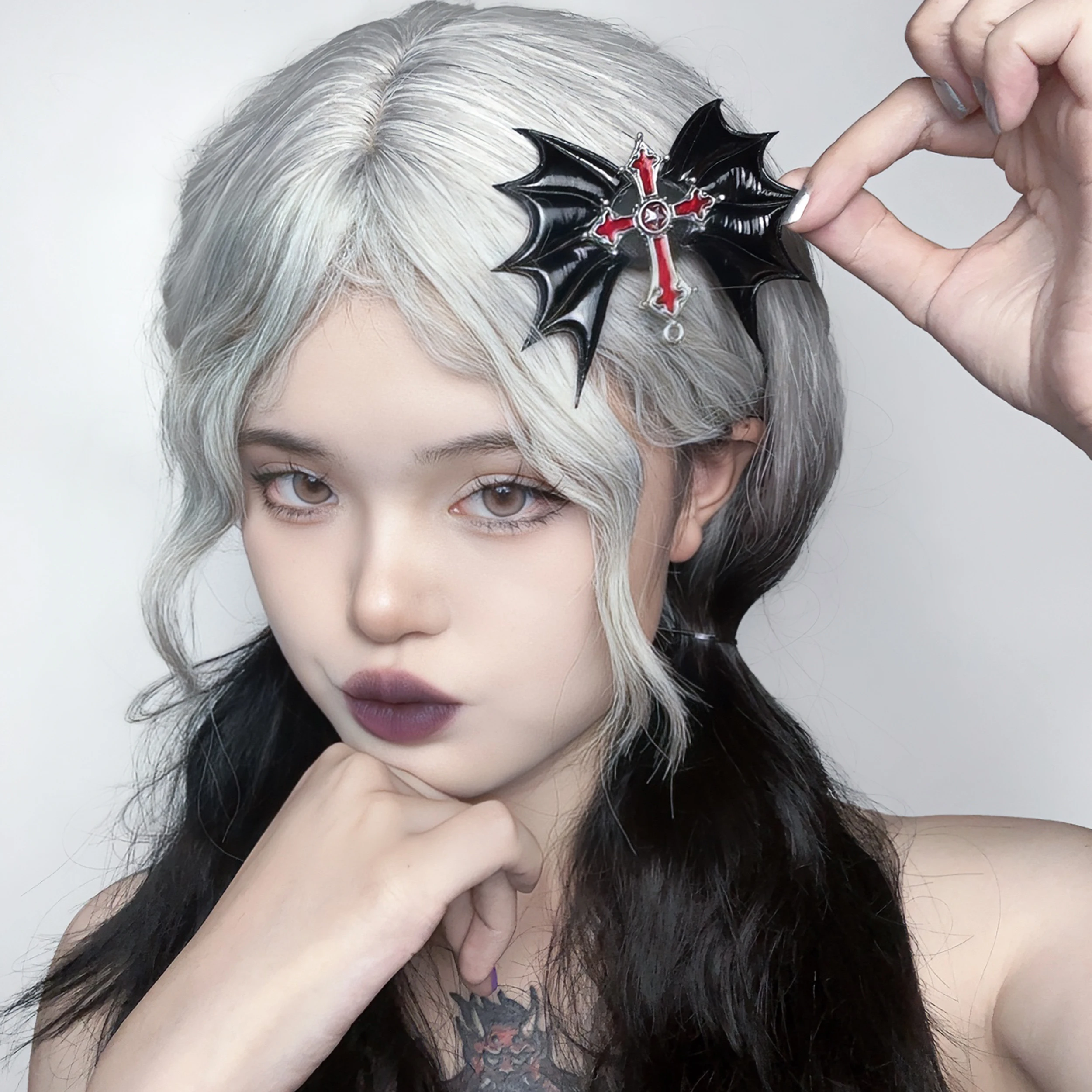 Gothic Leather hair clips Harajuku Punk wings hairclips for Women Streewear Hair Band Y2K Girl Headdress Hair Accessories