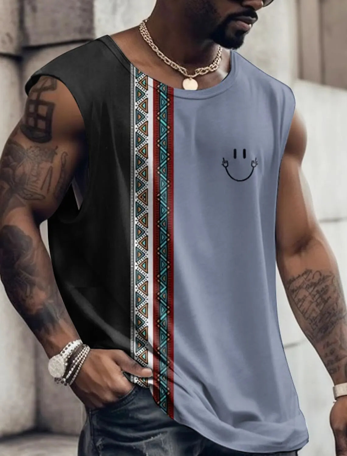 3d Creatieve Retro Print Outdoor T-Shirt Sport Stijl Casual Ademende Ronde Hals Vier Seizoenen Fitness Volwassen Heren Tanktop