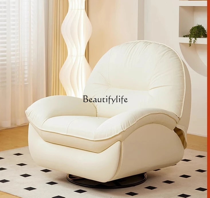 

5Leather lazy sofa can sleep and rotate multi-functional living room household cowhide single sofa chair